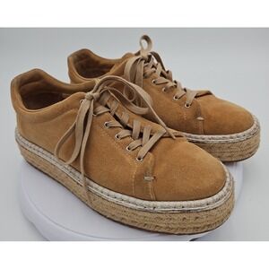 Rag & Bone KENT Tan EU/38.5 W/8.5 Suede Platform Espadrille Lace Up Sneaker *EUC